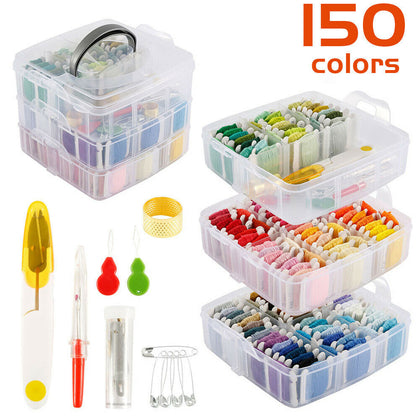 150 Colour Embroidery Floss Cross Stitch Organizer Storage Box Set Sewing Skeins