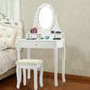 Dressing Table Set Wooden Vanity Desk Mirror Makeup Cosmetic Organizer LED Light