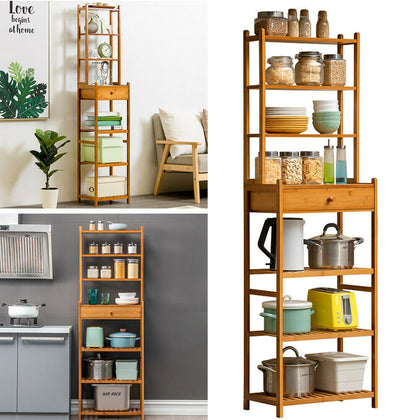 7 Tier Wooden Bookshelf Storage Freestanding Rack Plant Stand Display Draw Shelf