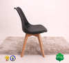 Set of 4 Black Lorenzo Dining Chair with Padded Seat Eiffel Inspired Wooden Legs