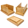 Bamboo Bread Slicer Loaf Cutting Guide Board Adjustable & Foldable w/ Crumb Tray