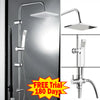Shower Kit Twin Head 2 Mixer Shower Heads Rail Hose Riser Square Bathroom Set UK