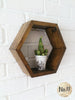 Handmade Wooden Hexagon Shelf/ Walnut