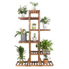 XL Carbonized Wood Plant Stand 6 Tier Vertical Shelf Flower Display Rack Holder