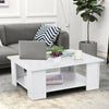 2 Tier Coffee End/Side Table Modern White Design with Storage Shelf Living Room