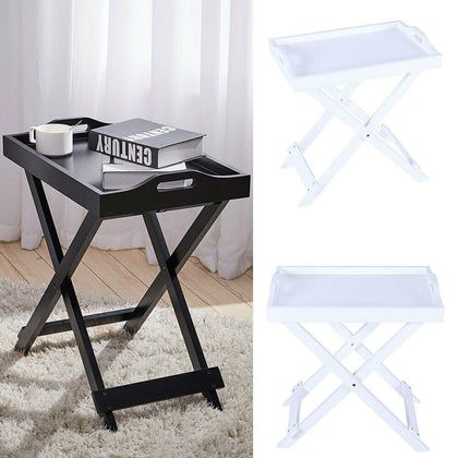 Folding Portable Side Table Butler Breakfast Dinner Serving Tray Coffee Table