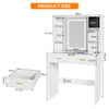 Vanity Set Makeup Dressing Table LED Lights and Slid Mirror 2 Drawer Cabinet