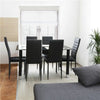 2Pcs Modern Dining Chairs Padded Seat Faux Leather with Metal Legs Kitchen Black