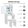 Sliding Mirror White Dressing Table Vanity Table with PU Stool Bedroom Furniture