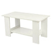 Wooden White Rectangle Coffee Table With Open Shelf Living Room Furniture Modern