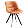 2× brown Faux Leather Dining Chairs Padded Seat & Metal Legs Corner Chairs Room