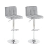 2x Fabric Cuban Chrome Gas Lift Back Swivel Kitchen Bar Stools - Refurbished