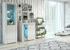 Tall White Gloss Display Glass Cabinet Shelving Bookcase Door Unit Blue LED Lily