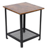 Wrought Iron Side Table Coffee End Table with Storage Shelf Bedroom Living Room