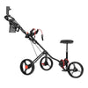 Folding Portable Golf Push Pull Cart Trolley 3 Wheels with Seat Umbrella Holder