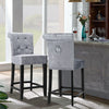 Grey Linen Fabric Breakfast Counter Chairs Bar Stools Wood Barstools Stool Chair