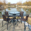 Outdoor Dining Table Garden Patio Bistro Cafe Tempered Glass Top Table Metal Leg