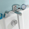 Modern Bath Shower Mixer Taps Deck Mounted Chrome Valve Bar Tap Handset & Hose