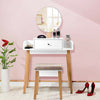 Vanity Makeup Dressing Table Wooden Cosmetic Table Stool Set W/Adjustable Mirror