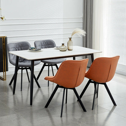 2 pcs Faux Leather Dining Chairs Metal Legs Soft Padded Seat Living Room Office