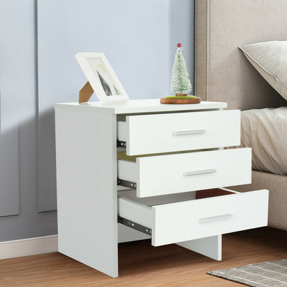 Bedside Tables Nightstand Cabinets 3 Drawer Storage Unit Bedroom Furniture White