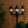 Victorian 220cm Black 3 Way Lantern Outdoor Garden Lamp Post LED Lighting IP44