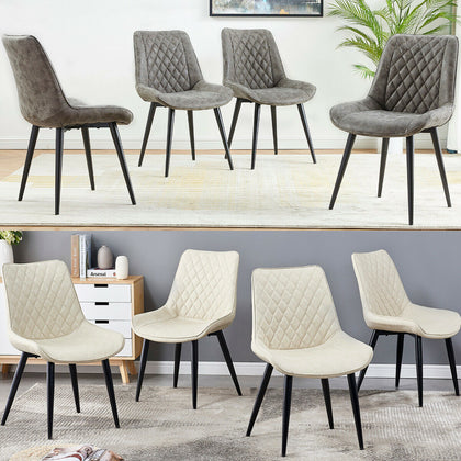 2/4/6 Dining Chairs Distressed Faux Leather Padded Seat Accent Chair Living Room