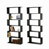 Storage Bookcase 6 Shelves Wood Bookshelf S Shape Display Unit Home Furniture UK