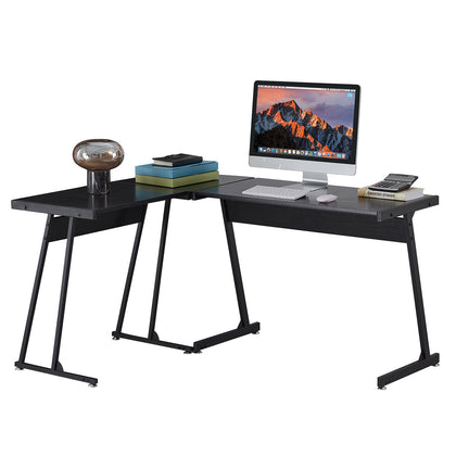 Black L-Shaped Corner Table Laptop Table Home Office Desk Wearable&Waterproof