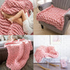 Chunky Knitted Cushion Blanket Handmade Yarn Sofa Chair Bed Cover Throw Blanket