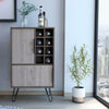 Drinks Storage Cupboard 2 Door Wine Rack Sideboard 8 Shelves Dark Grey Oak