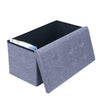 Durable Folding Storage Pouffe Footstool Seat Bench Ottoman Linen Suede Box Gray
