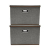 Foldable Fabric/Canvas Square Storage Boxes Drawer With Lids&Chrome Hand-Grey