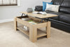 MODERN WOODEN LIFT-UP COFFEE TABLE TEA EASY STORAGE W/ UNDERSHELF OAK