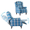 Wing Back Recliner Fireside Checked Fabric Reclining Armchair Sofa Living Room