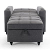 HUDSON 1-SEATER, 2-SEATER SOFA BED LINEN FABRIC WITH CUP HOLDERS GREY
