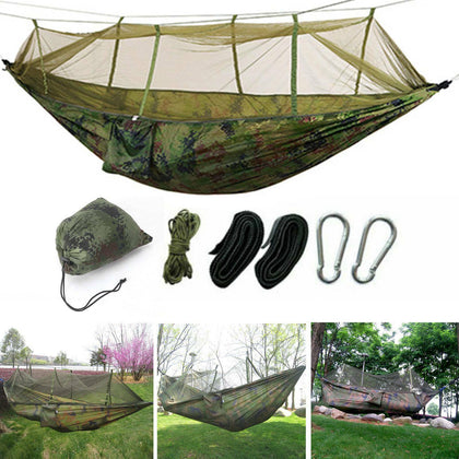 Jungle Parachute Hammock With Mosquito Net Military Bushcraft Double Person UK
