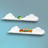 Set of 2 White Cloud Floating Wall Shelves Kids Room Bathroom Shelving MDF Shelf