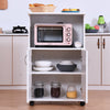 Rolling Kitchen Trolley Microwave Cart 2-Door Cabinet Shelves White