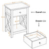 Black Bedside Table Cabinet with Drawer Shelf, Wooden End Table Storage Cabinet