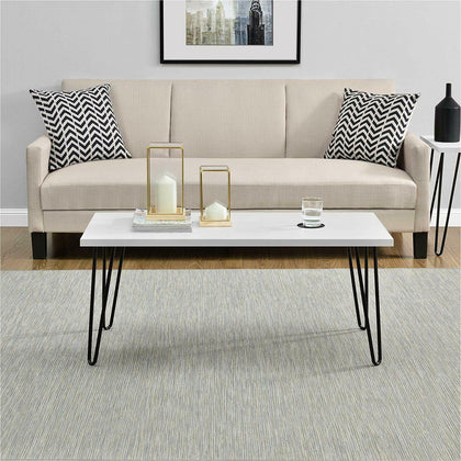 Ameriwood Home Owen White Retro Coffee Table With Black Hair Pin Legs