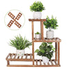 4 Tiers Flower Rack Wood Plant Stand Bonsai Display Shelf With Dutch Windmill