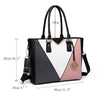 Women Designer V-shape PU Leather Handbag Tote Shoulder Bag Colour Block Pannel