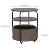 Round Bedside Table Drawer Cabinet Small Side End Table Nightstand Storage Shelf