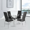 X Chrome Glass Dining Table+2/4 Slope Chairs Faux Leather Metal Legs Living Room