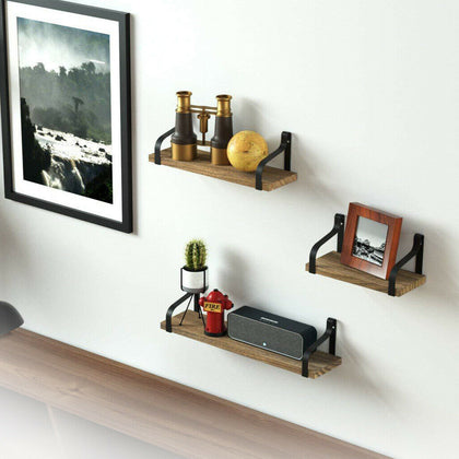 3pcs/Size Corner Wall Shelves Vintage Style Wood Shelving Rustic Hanging Shelf