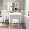 Dressing Table Make-Up Desk w/ Sliding Mirror Drawers Vanity Stool Set Bedroom