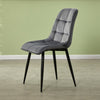 Set of 2 Blue Grey Velvet Dining Chairs Dinning Kitchen Room Metal Leg Padded