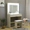 White Dressing Table Makeup Desk w/LED Lighted Mirror&Drawer,Stool Bedroom