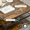 Vintage Square Coffee Table Large Shelf Storage Metal Mesh Industrial Style Room